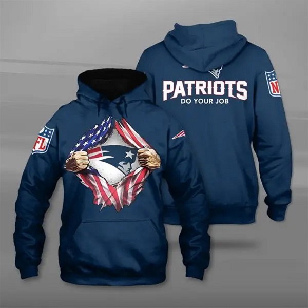 Men's New England Patriots Navy 3D Trending T-Shirt Hoodie